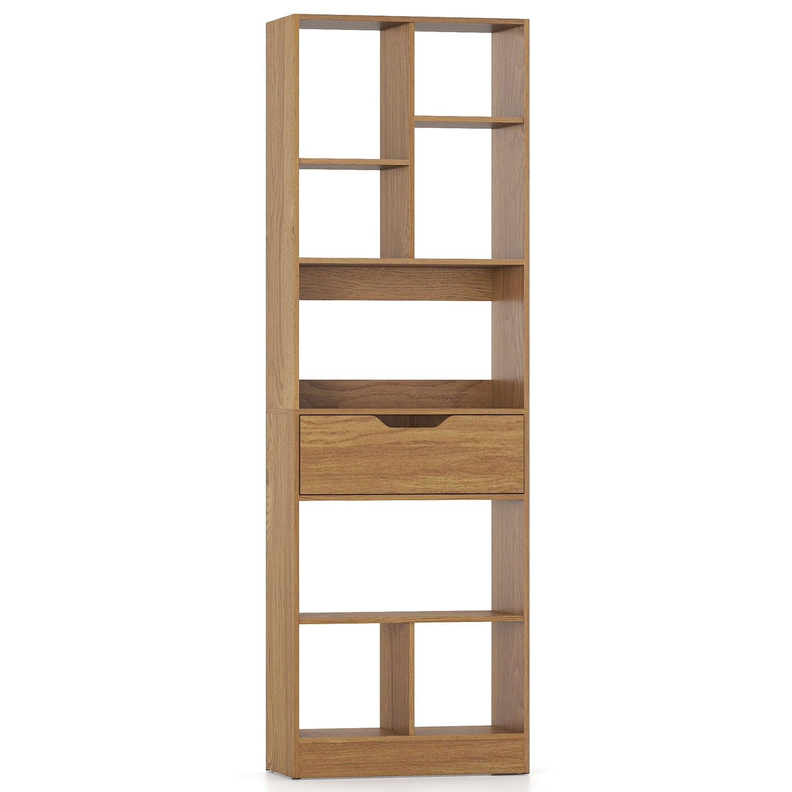 61inch Tall Freestanding Bookcase with Drawer 8-Cube Storage Organizer