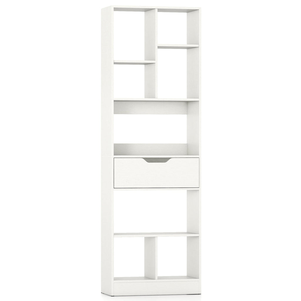 61inch Tall Freestanding Bookcase with Drawer 8-Cube Storage Organizer