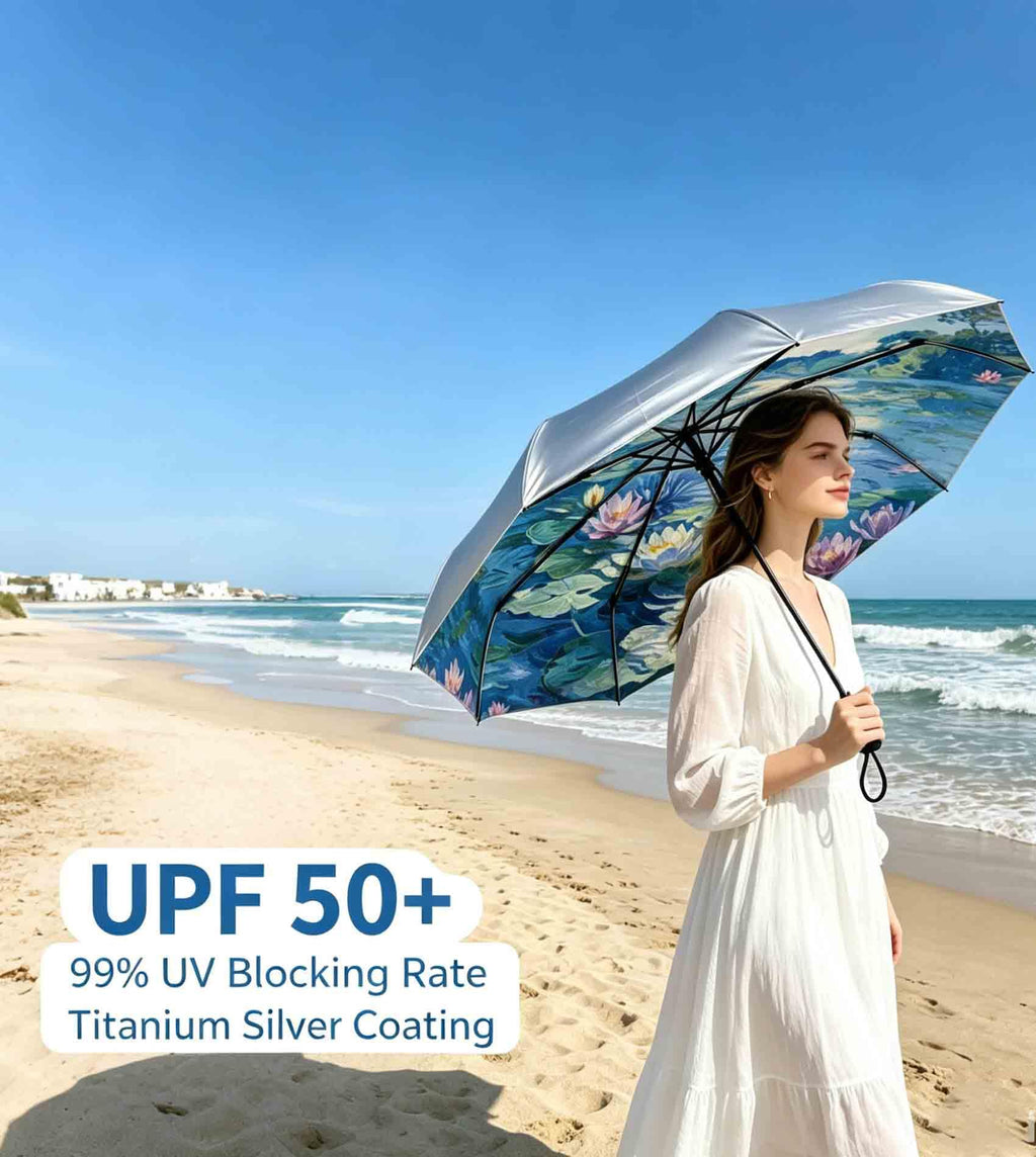 SIEPASA Windproof Travel Umbrella - Automatic Compact Folding Umbrella for Rain, Small Portable Windproof Umbrellas for Men Women and Teenagers (Navy Blue)