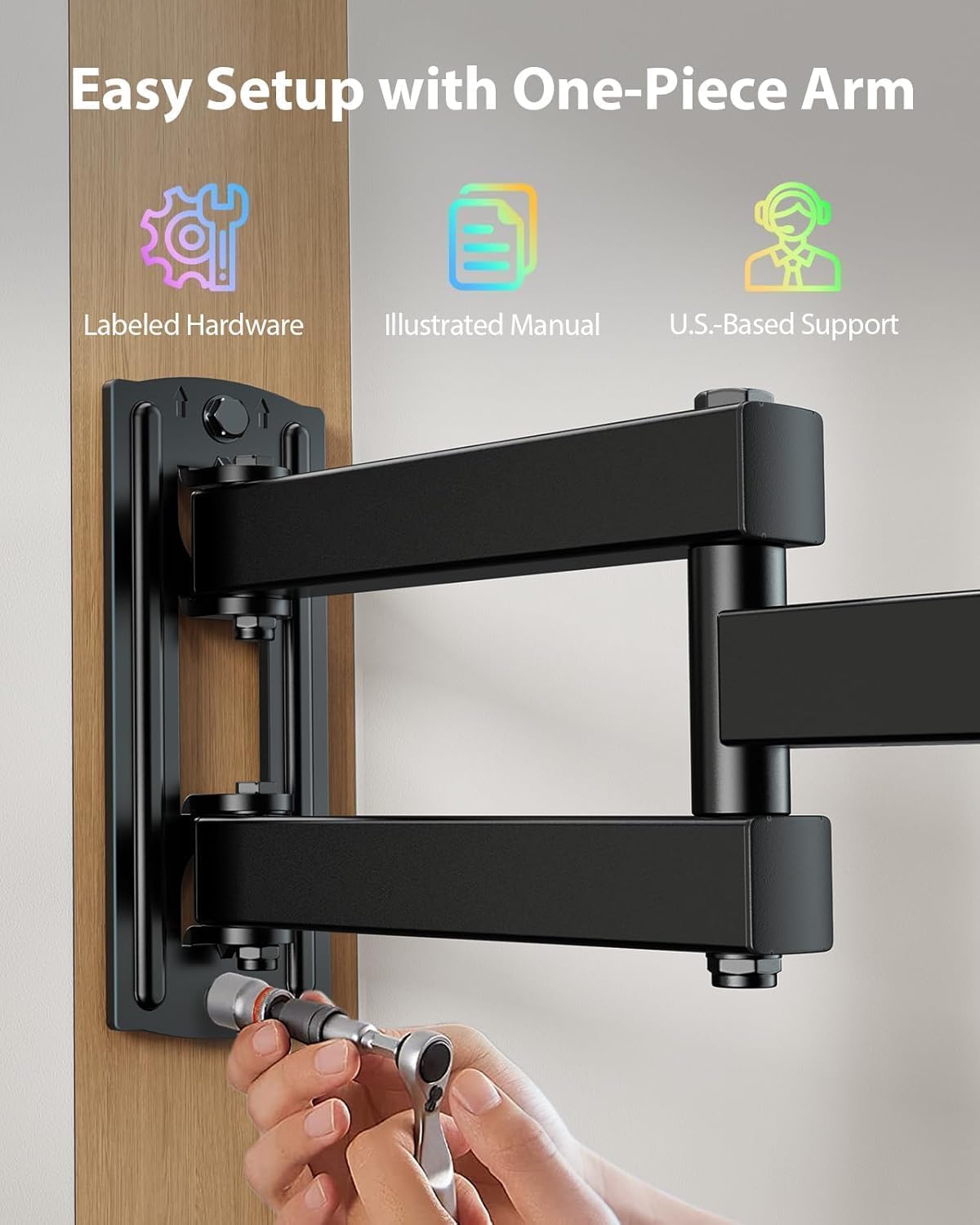 Pipishell TV Wall Mount for 26-74 inch LED LCD OLED 4K TVs up to 99lbs, Full Motion TV Mount Bracket Articulating Swivel Extension Tilting Leveling Max VESA 400x400mm, Fits 12/16 Inch Wood Studs