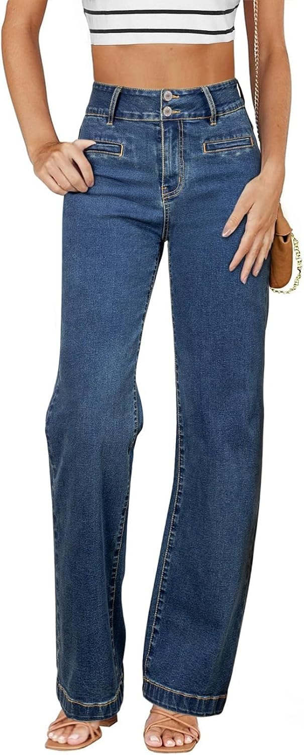 Sidefeel Jeans for Women High Waisted Straight Leg Denim Pants