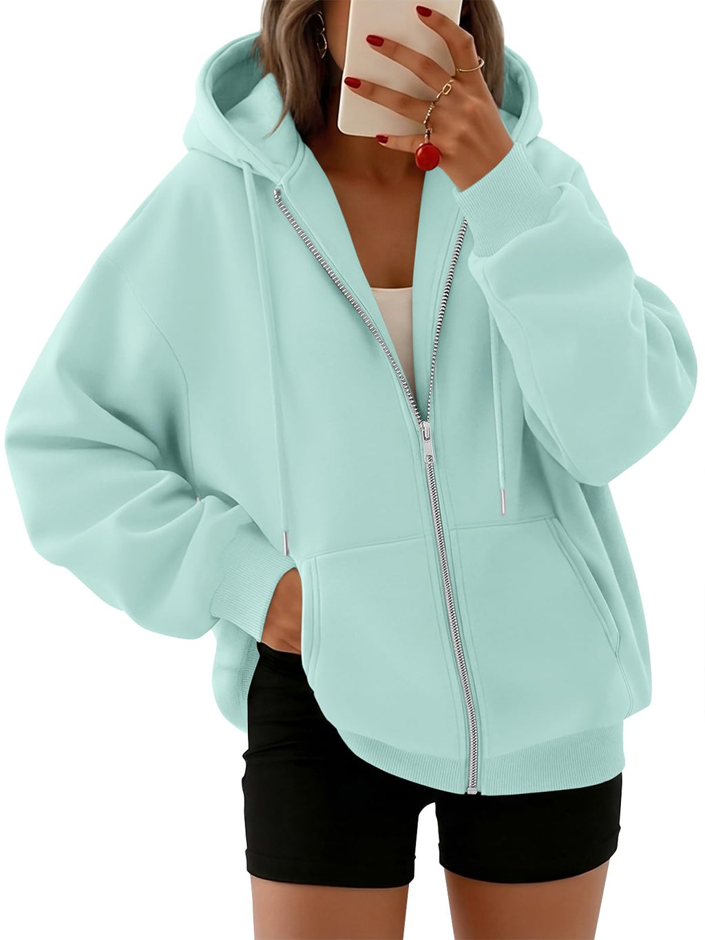 Trendy Queen Womens Oversized Zip Up Hoodies Y2K Fall Sweatshirts 2026