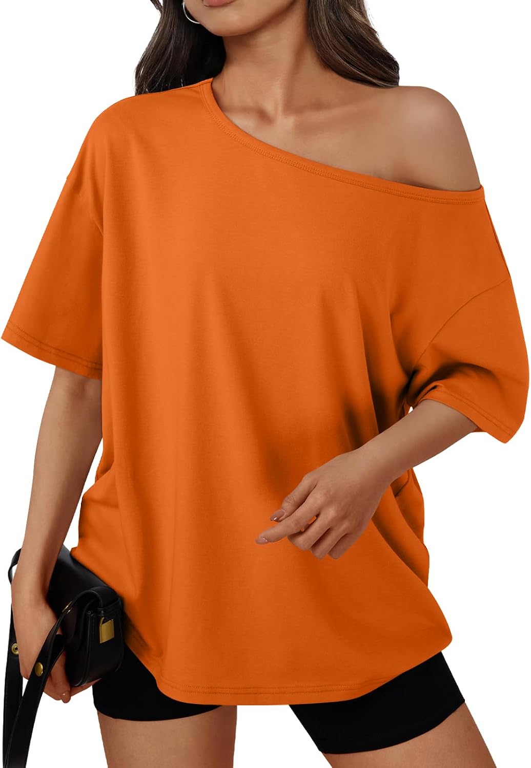 Trendy Queen Womens Off the Shoulder Tops Oversized Summer T-Shirts 2026