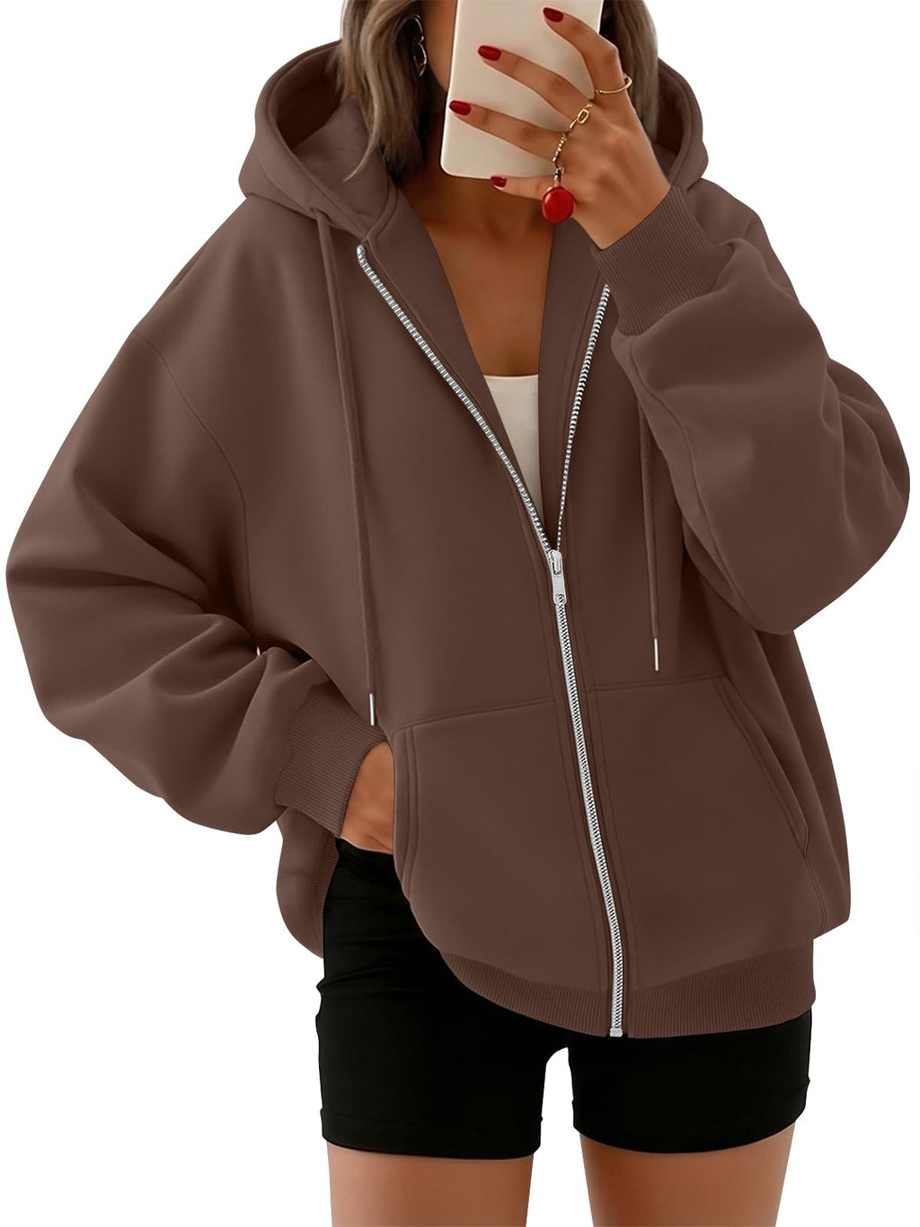 Trendy Queen Womens Oversized Zip Up Hoodies Y2K Fall Sweatshirts 2026