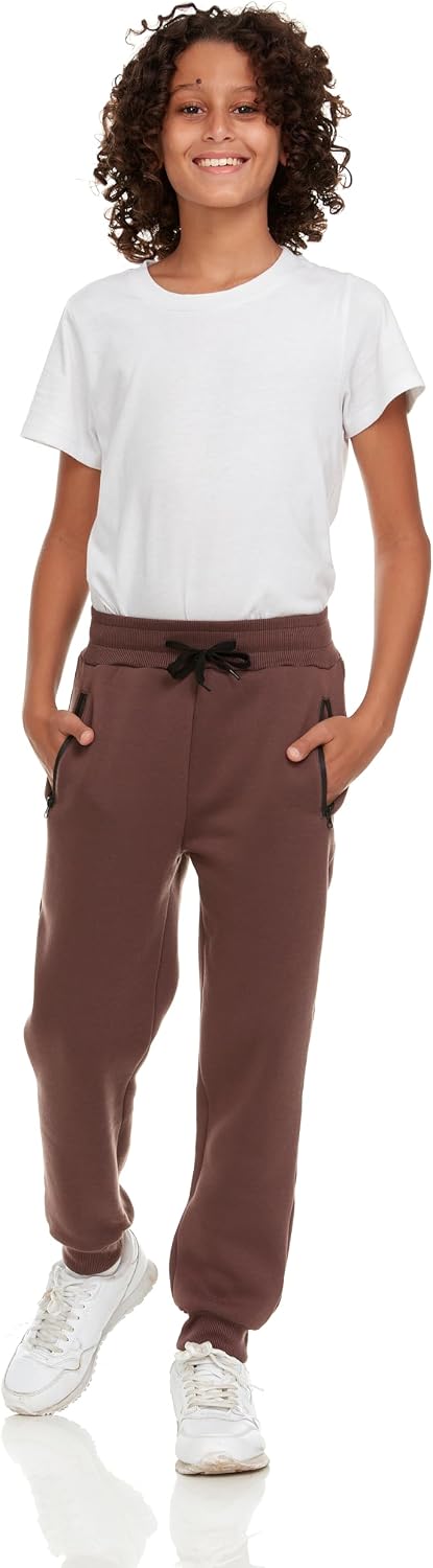 PURE CHAMP 3Pk Boys Sweatpants Fleece Athletic Workout Kids Clothes Boys Joggers with Zipper Pocket and Drawstring Size 4-20