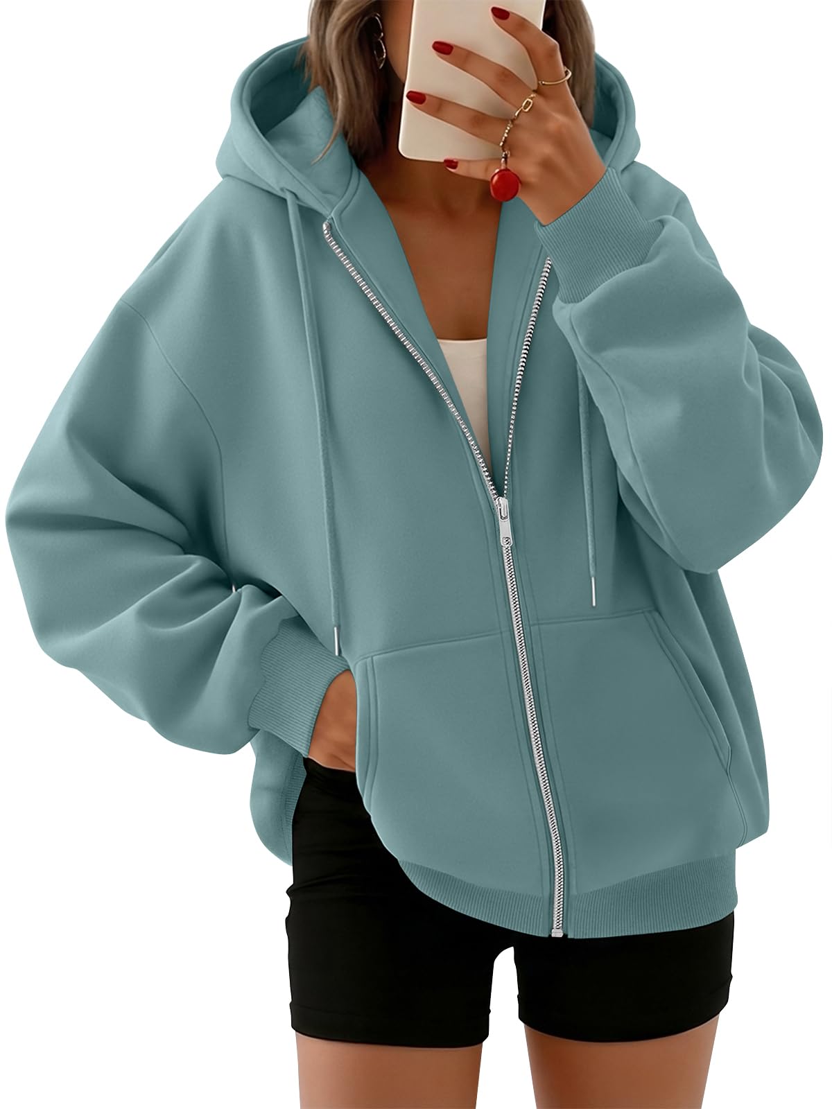 Trendy Queen Womens Oversized Zip Up Hoodies Y2K Fall Sweatshirts 2026