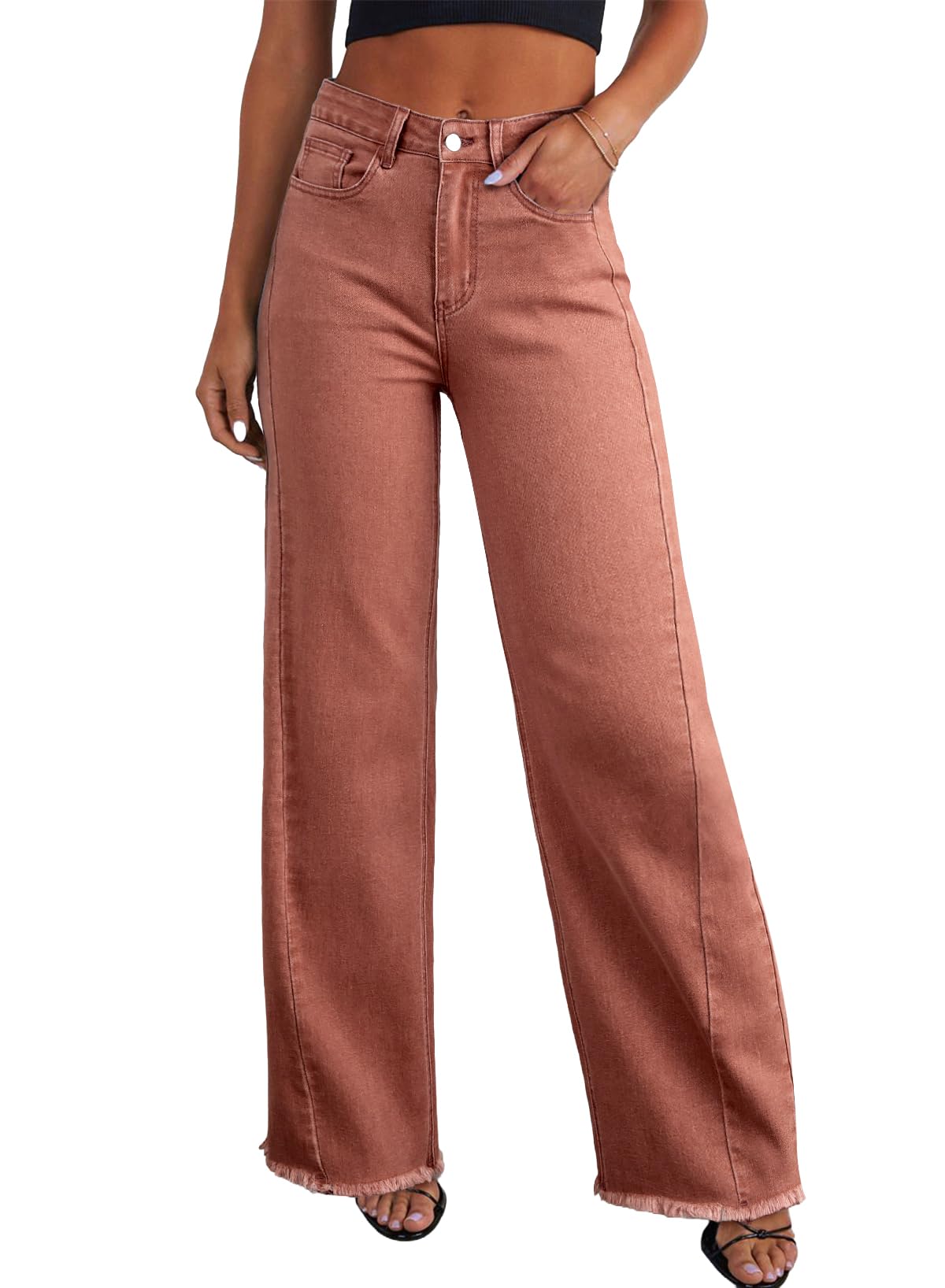 Sidefeel Women's Wide Leg Jeans High Waisted Stretchy Denim Pants