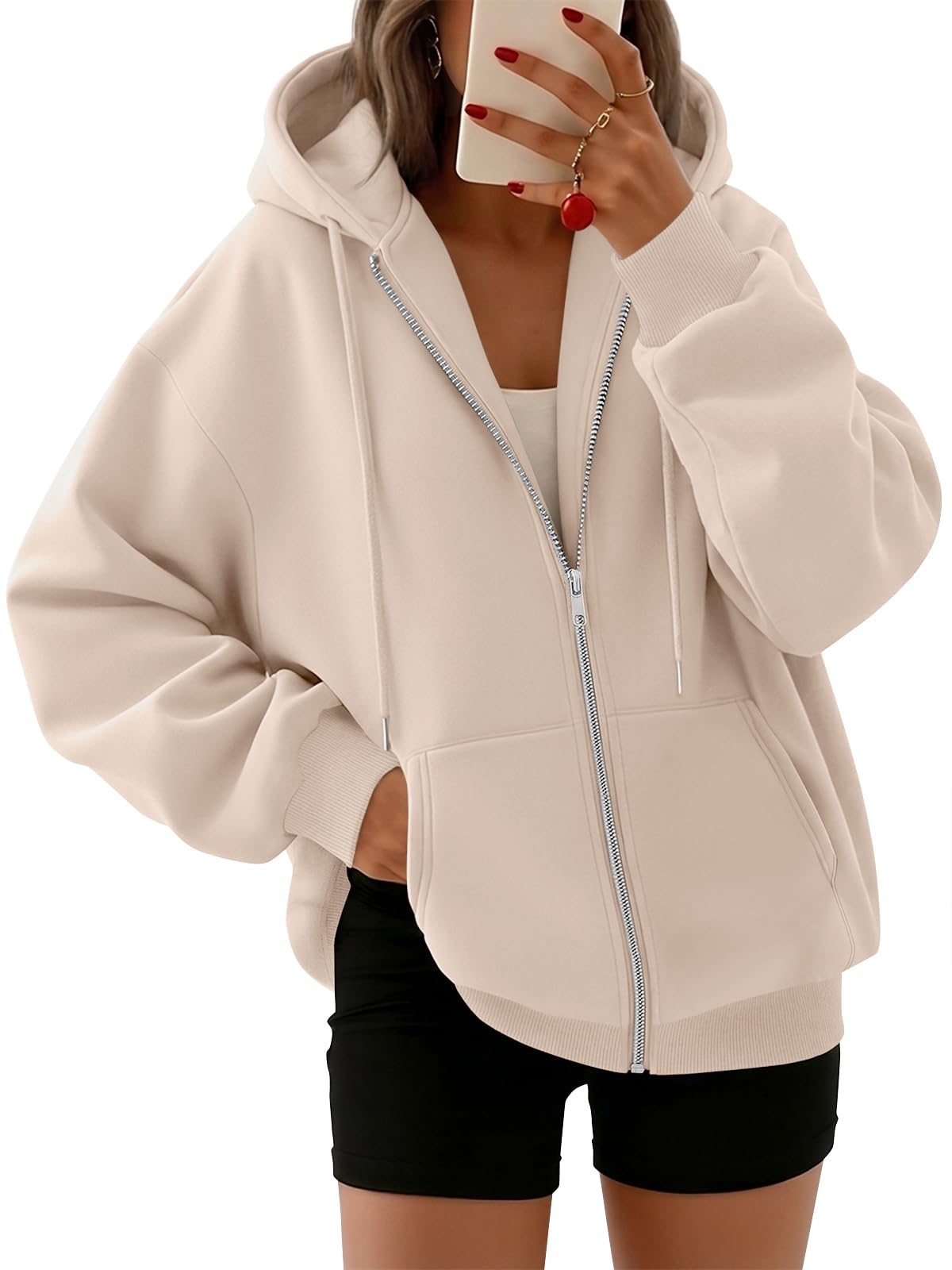 Trendy Queen Womens Oversized Zip Up Hoodies Y2K Fall Sweatshirts 2026