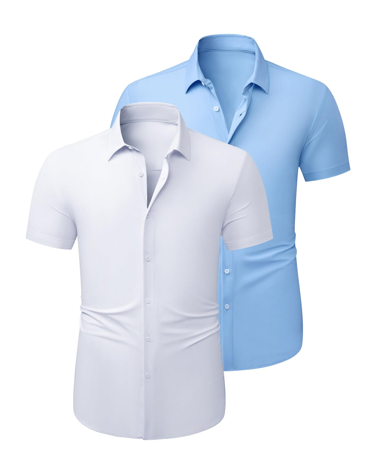 JMIERR Men's Muscle Fit High Stretch Wrinkle-Free Button Down Dress Shirts Summer Casual Short Sleeve Shirt