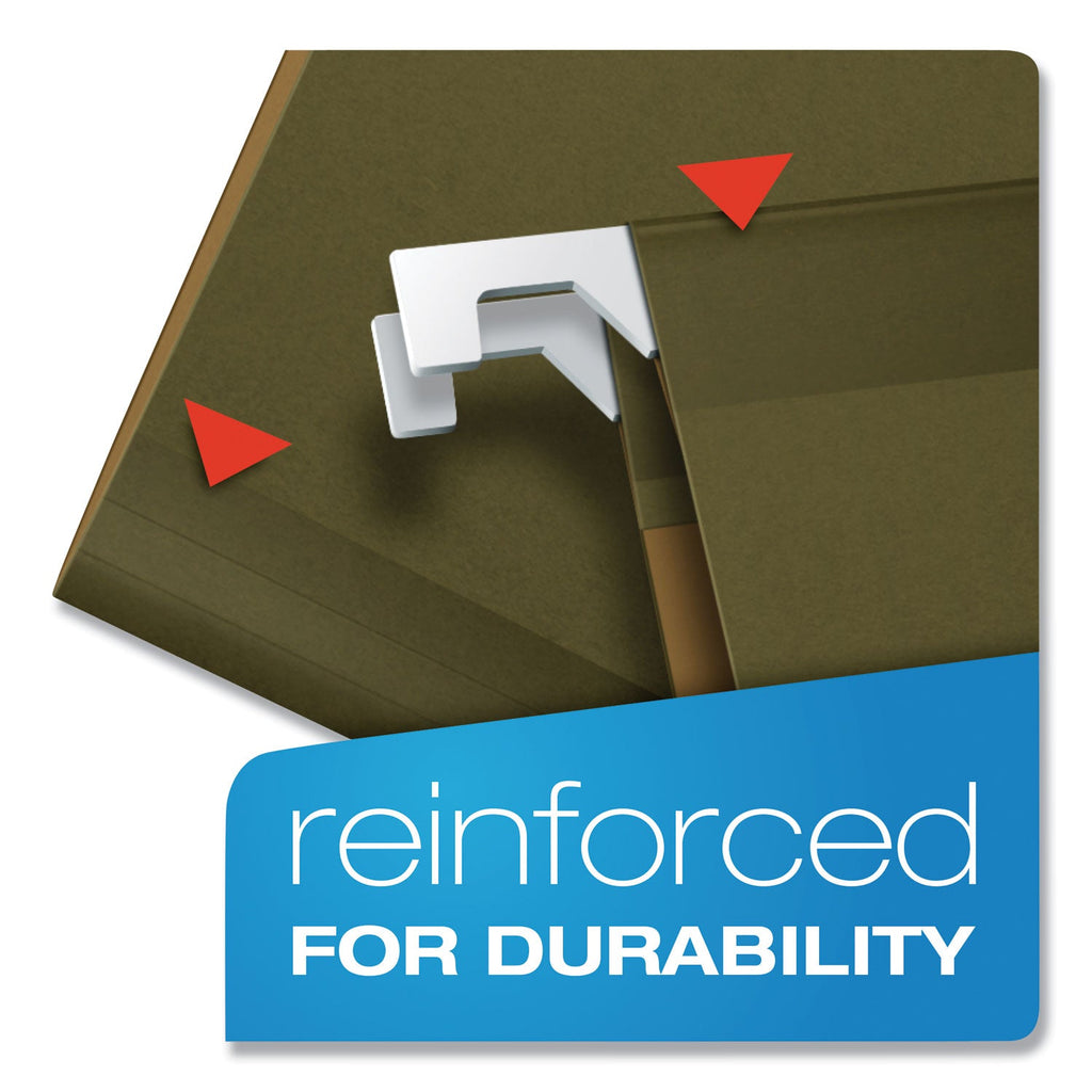 Pendaflex Ready-Tab Reinforced Hanging File Folders, Letter Size, 1/5-Cut Tabs, Standard Green, 25/Box
