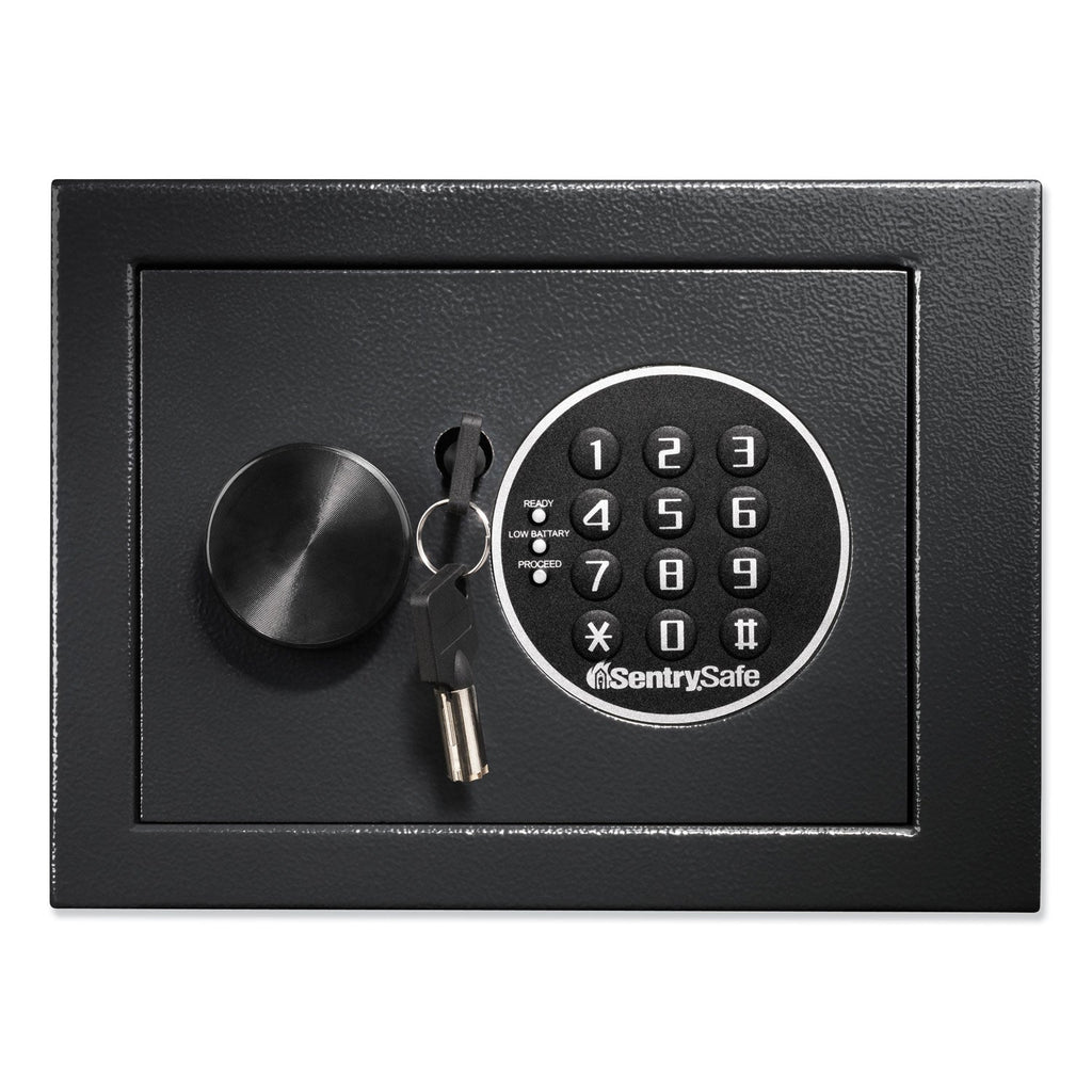 Sentry Electronic Security Safe, 0.14 cu ft, 9w x 6.6d x 6.6h, Black