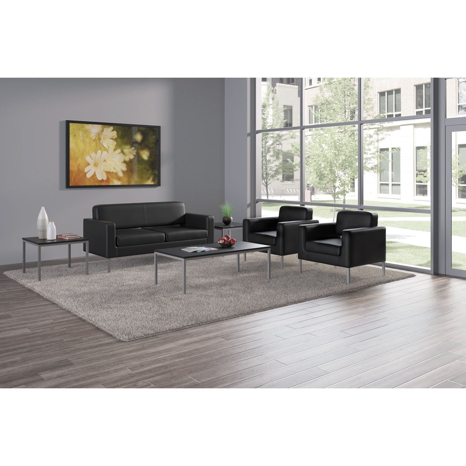 HON Corral Club Chair, 31.5" x 28" x 30.5", Black Seat/Back, Platinum Base