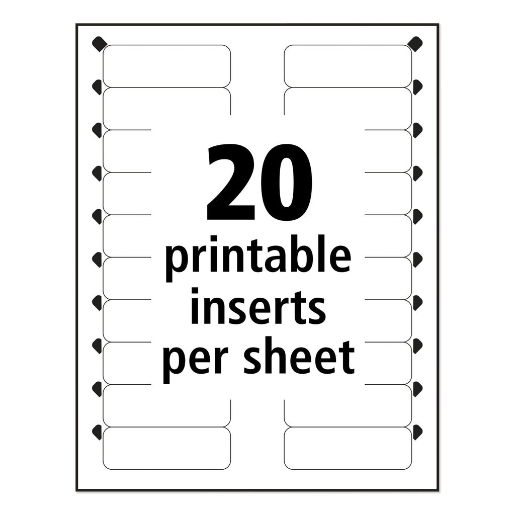 Avery The Mighty Badge Name Badge Inserts, 1 x 3, Clear, Inkjet, 20/Sheet, 5 Sheets/Pack
