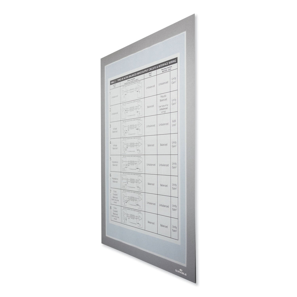 Durable DURAFRAME Magnetic Plus Sign Holder, 8.5 x 11, Silver Frame, 2/Pack