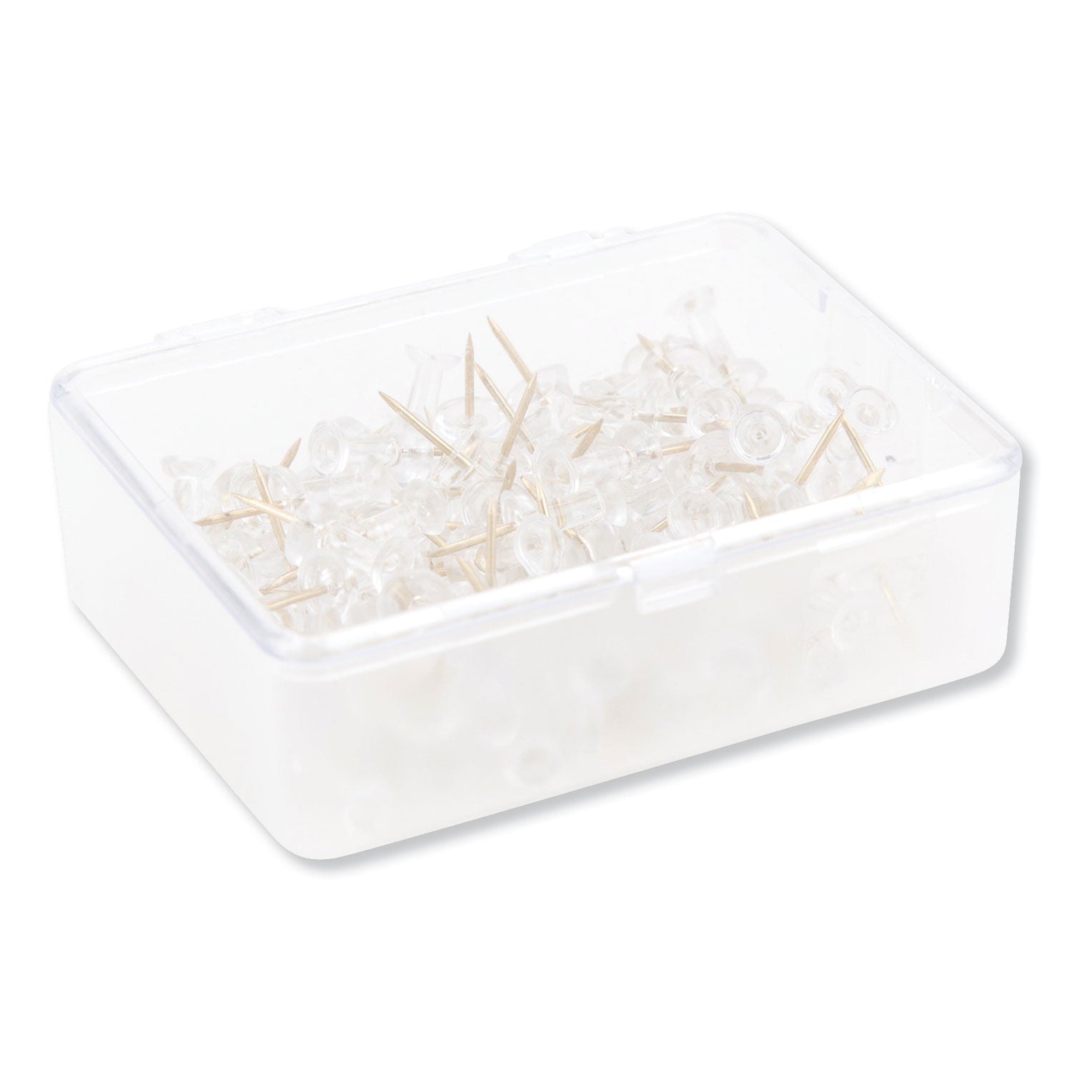U Brands Standard Push Pins, Plastic, Clear, Clear Head/Gold Pin, 0.44", 100/Pack