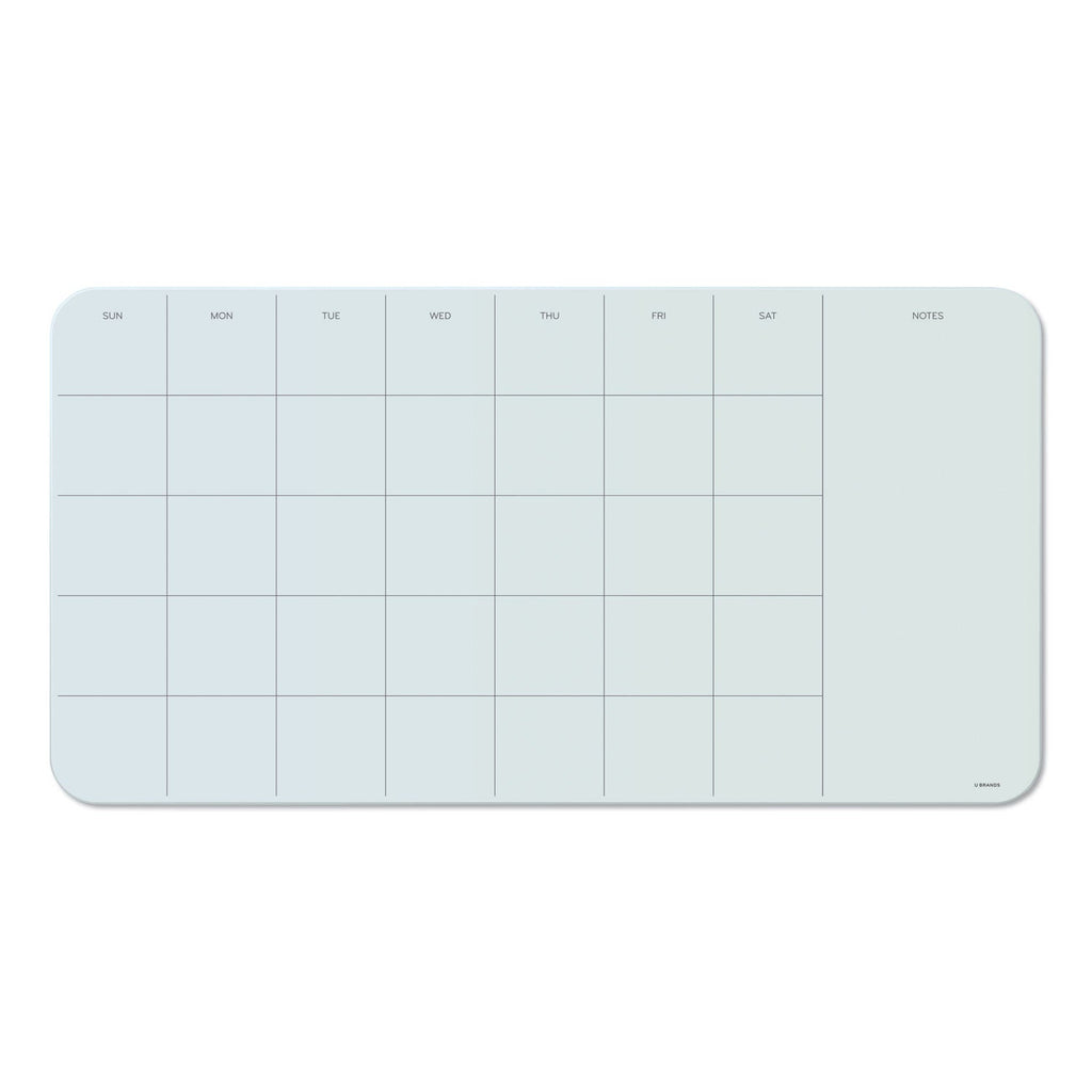 U Brands Cubicle Glass Dry Erase Undated Four Week Calendar Board, 23 x 12, White