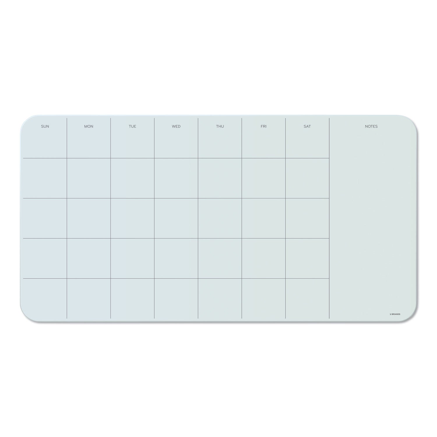 U Brands Cubicle Glass Dry Erase Undated Four Week Calendar Board, 23 x 12, White