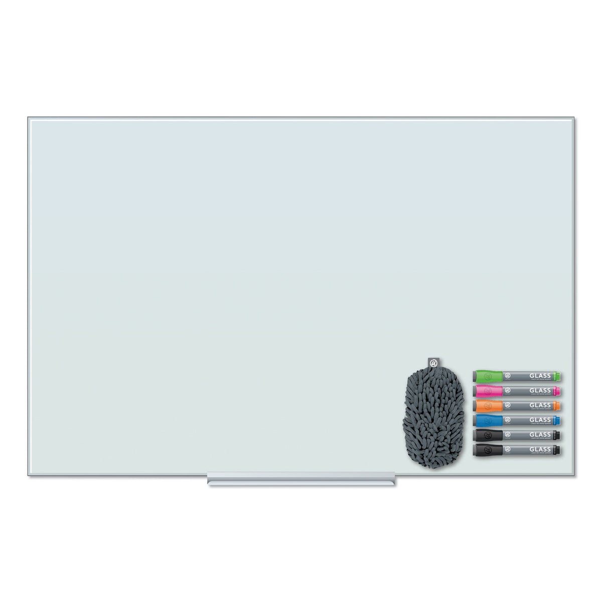 U Brands Floating Glass Dry Erase Board, 48 x 36, White