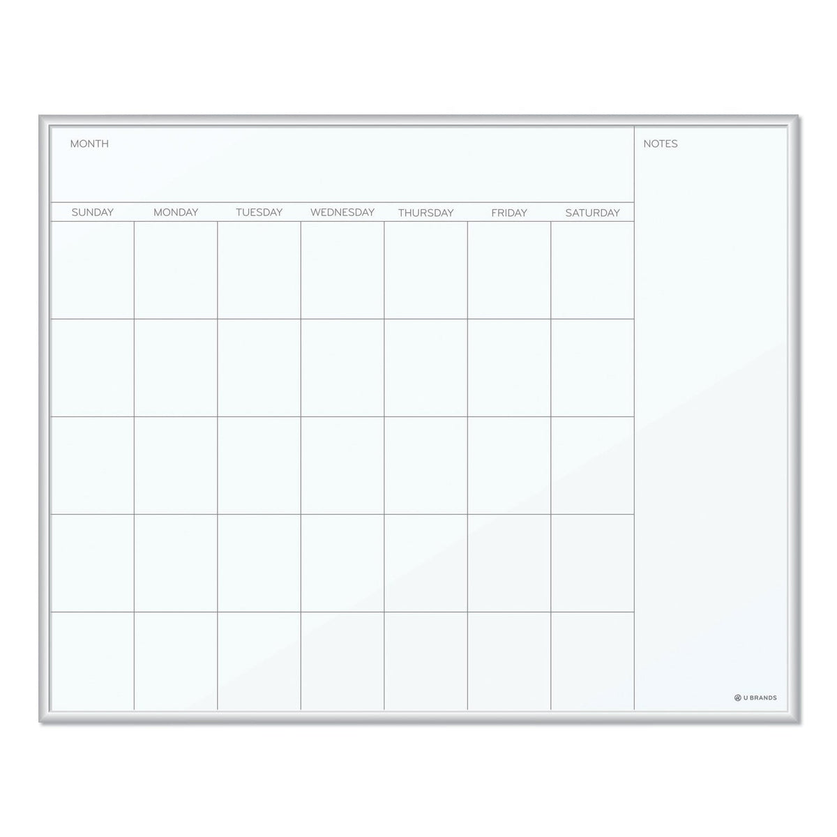 U Brands Magnetic Dry Erase Undated One Month Calendar Board, 20 x 16, White