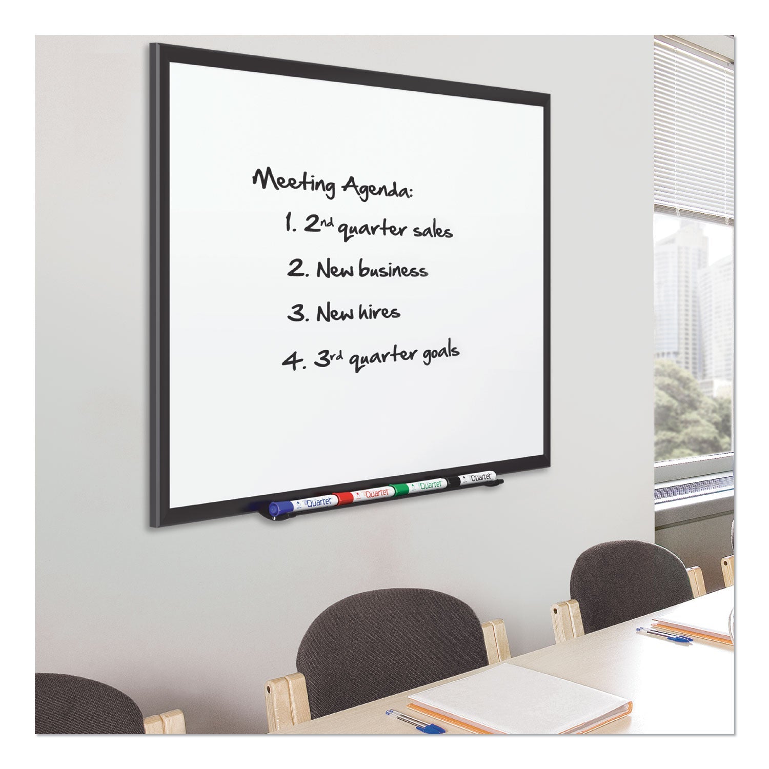 Quartet Classic Porcelain Magnetic Whiteboard, 72 x 48, Black Aluminum Frame