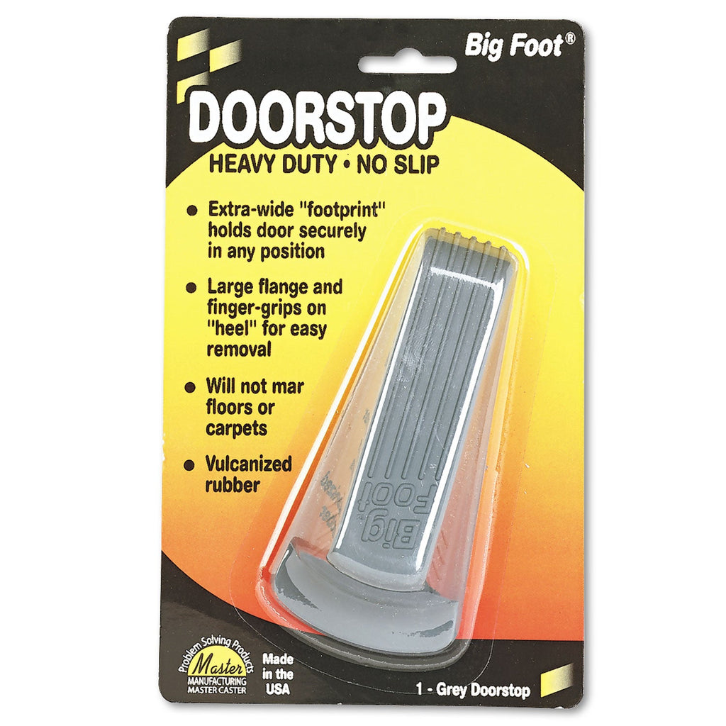 Master Caster Big Foot Doorstop, No Slip Rubber Wedge, 2.25w x 4.75d x 1.25h, Gray