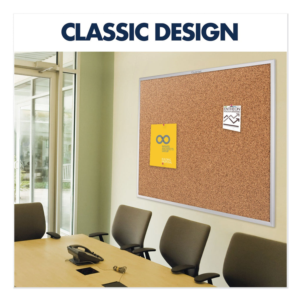 Quartet Classic Series Cork Bulletin Board, 36 x 24, Silver Aluminum Frame