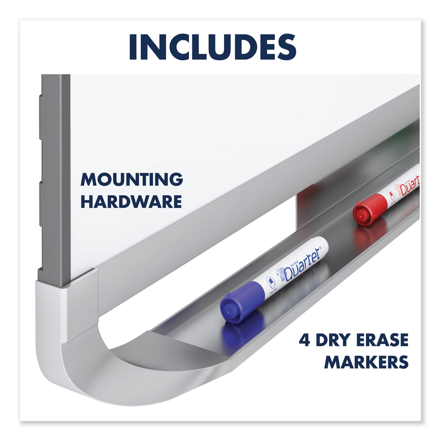 Quartet Prestige 2 DuraMax Magnetic Porcelain Whiteboard, 48 x 36, Silver Frame