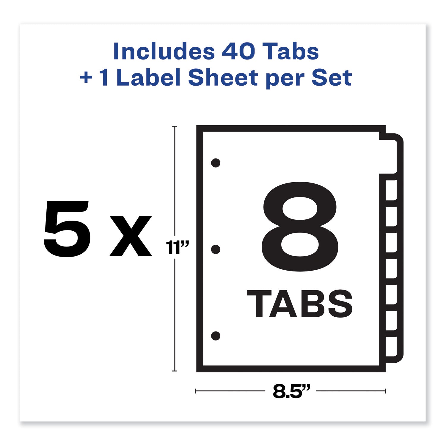 Avery Print and Apply Index Maker Clear Label Dividers, 8-Tab, Color Tabs, 11 x 8.5, White, Contemporary Color Tabs, 5 Sets
