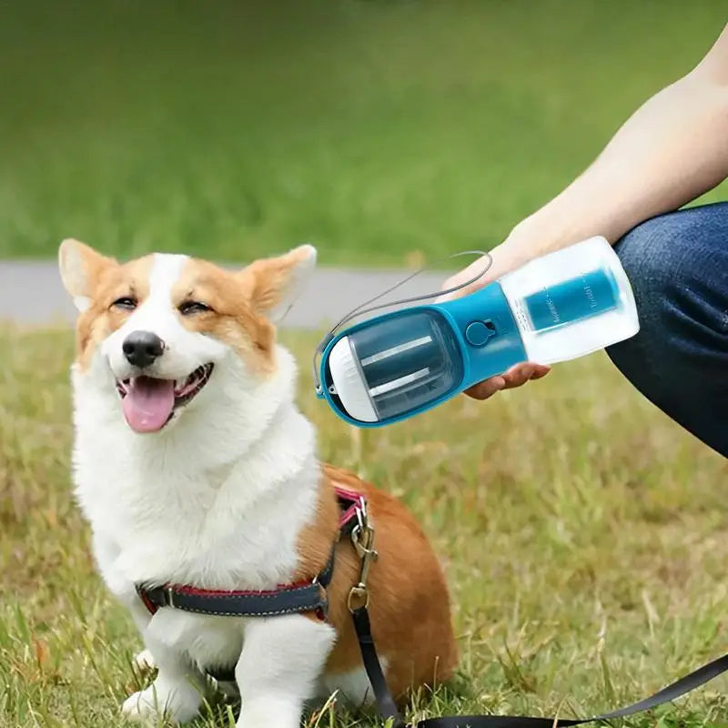 3-in-1 Pet Travel Bottle — Water, Food & Waste Bag, 9 Colors
