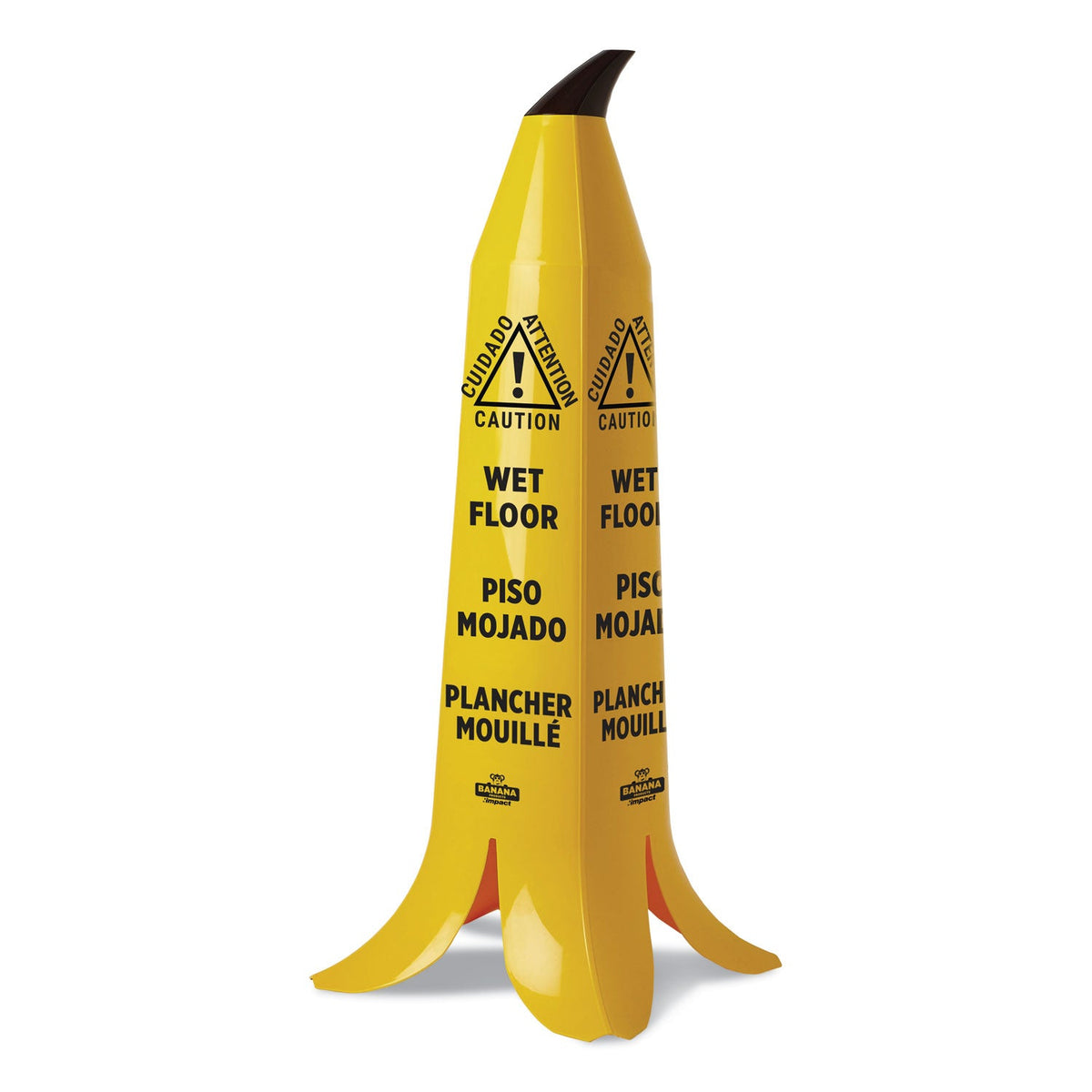 Impact Banana Wet Floor Cones, 14.25 x 14.25 x 36.75, Yellow/Brown/Black