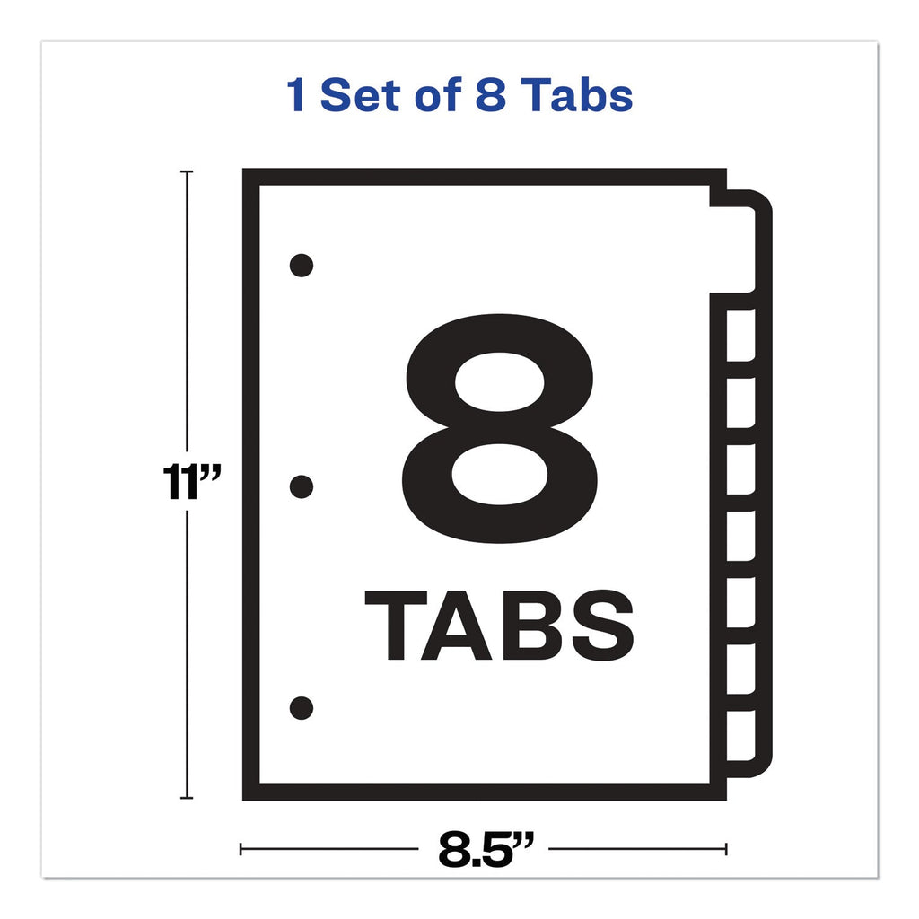 Avery Print and Apply Index Maker Clear Label Dividers, 8-Tab, 11 x 8.5, White, 1 Set