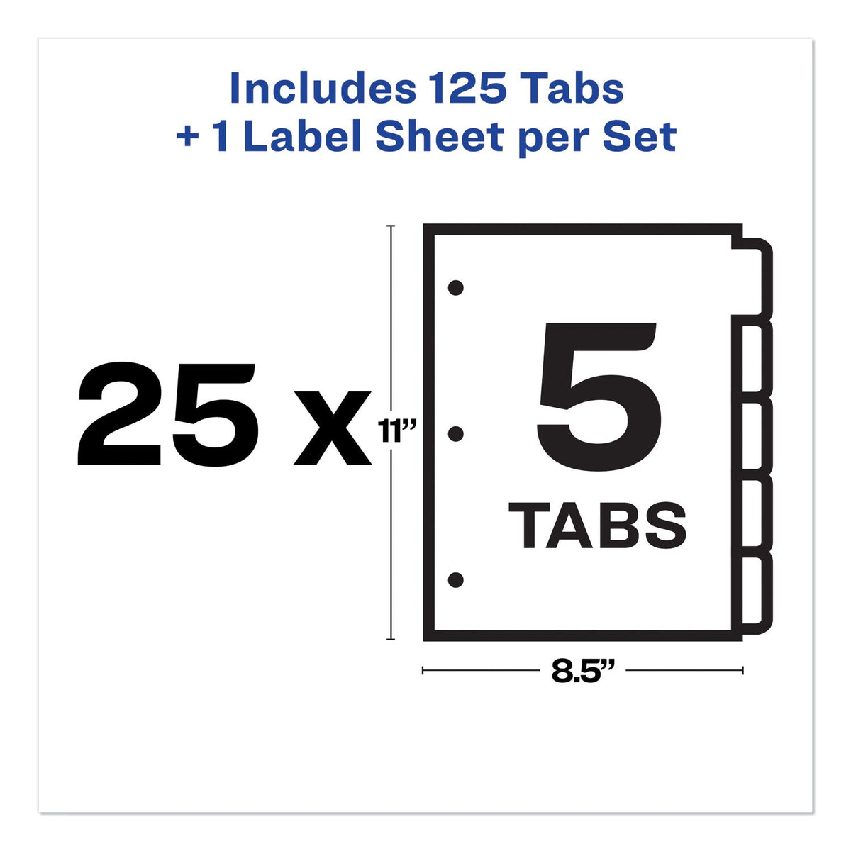 Avery Print and Apply Index Maker Clear Label Dividers, 5-Tab, White Tabs, 11 x 8.5, White, 25 Sets