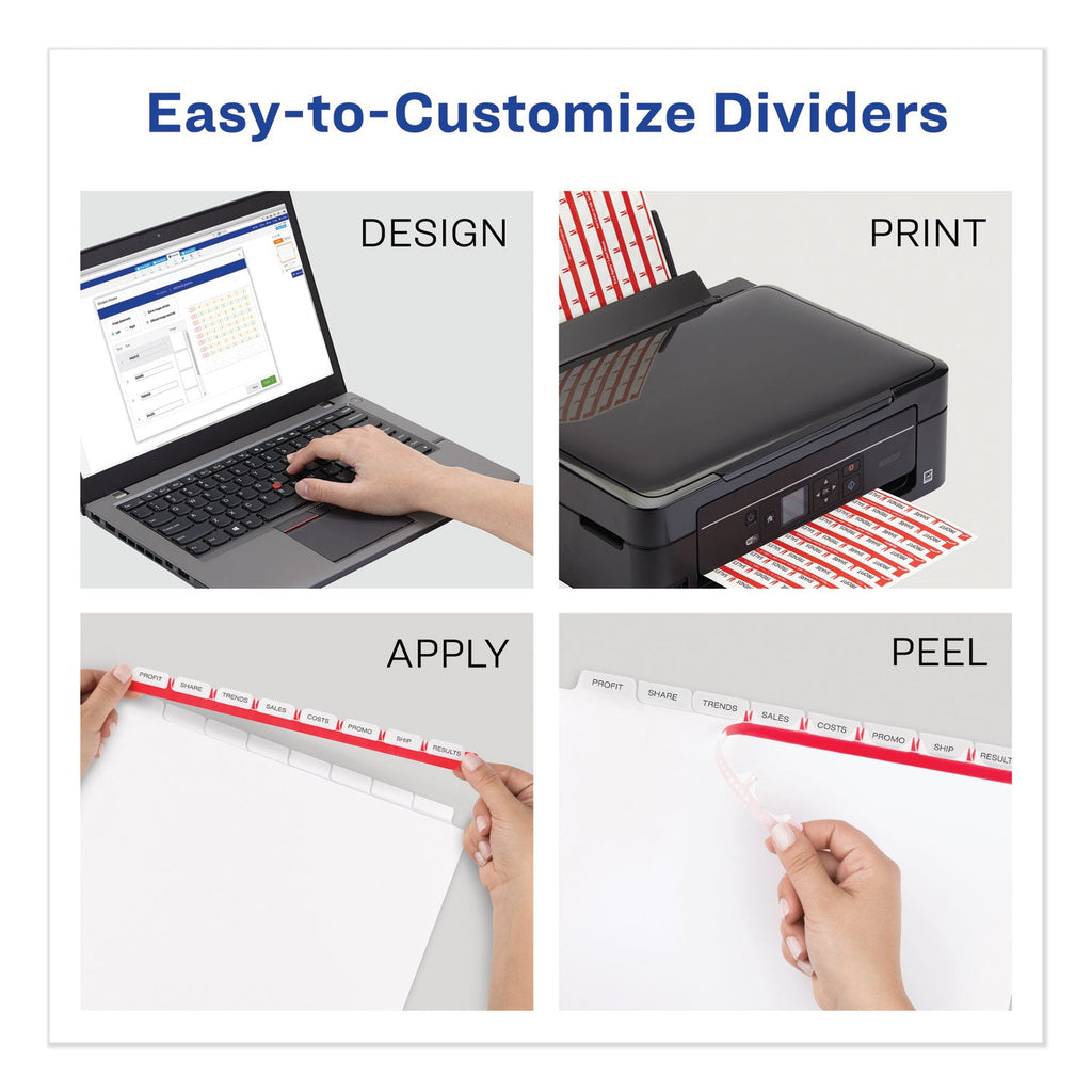 Avery Print and Apply Index Maker Clear Label Dividers, 8-Tab, 11 x 8.5, White, 1 Set