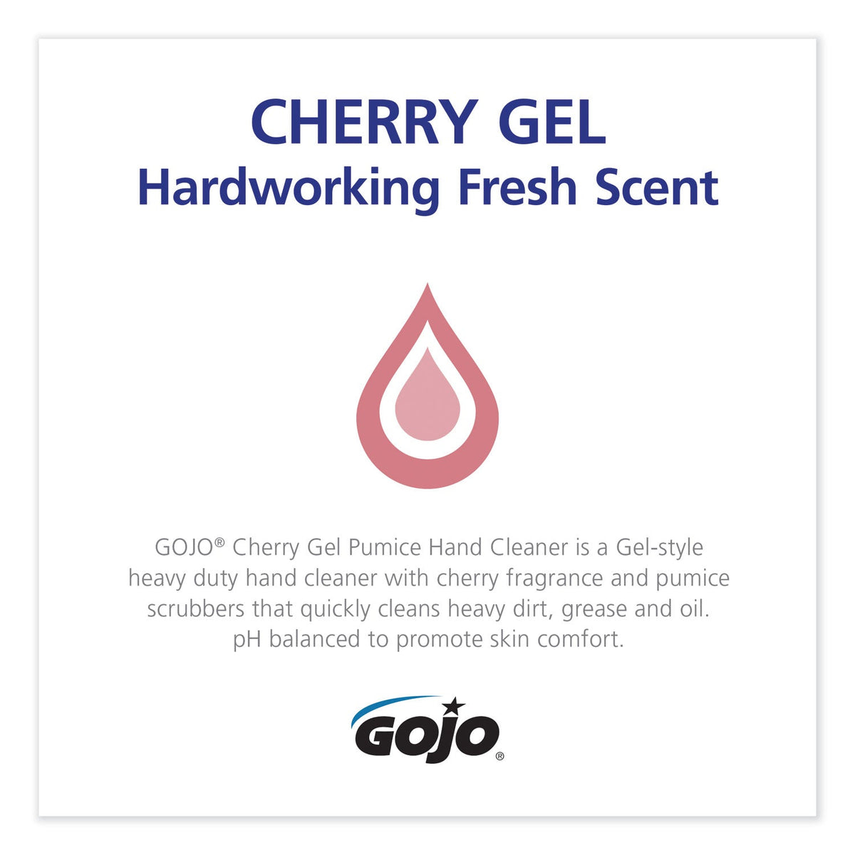 GOJO Cherry Gel Pumice Hand Cleaner, Cherry Scent, 1 gal Bottle, 2/Carton