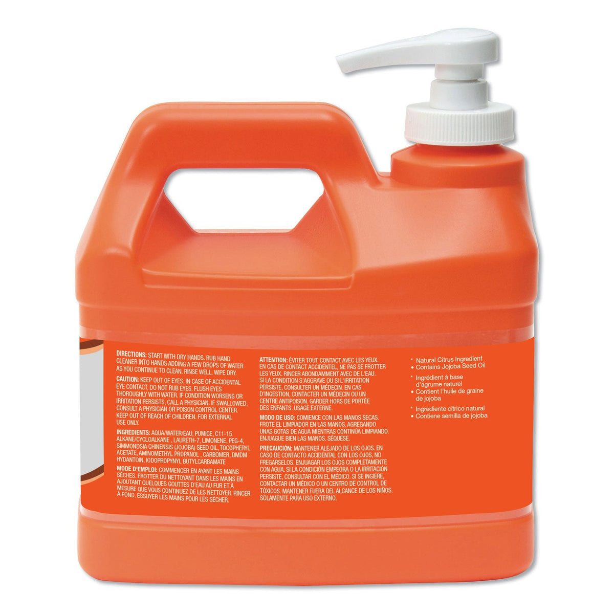 GOJO NATURAL ORANGE Pumice Hand Cleaner, Citrus, 0.5 gal Pump Bottle, 4/Carton