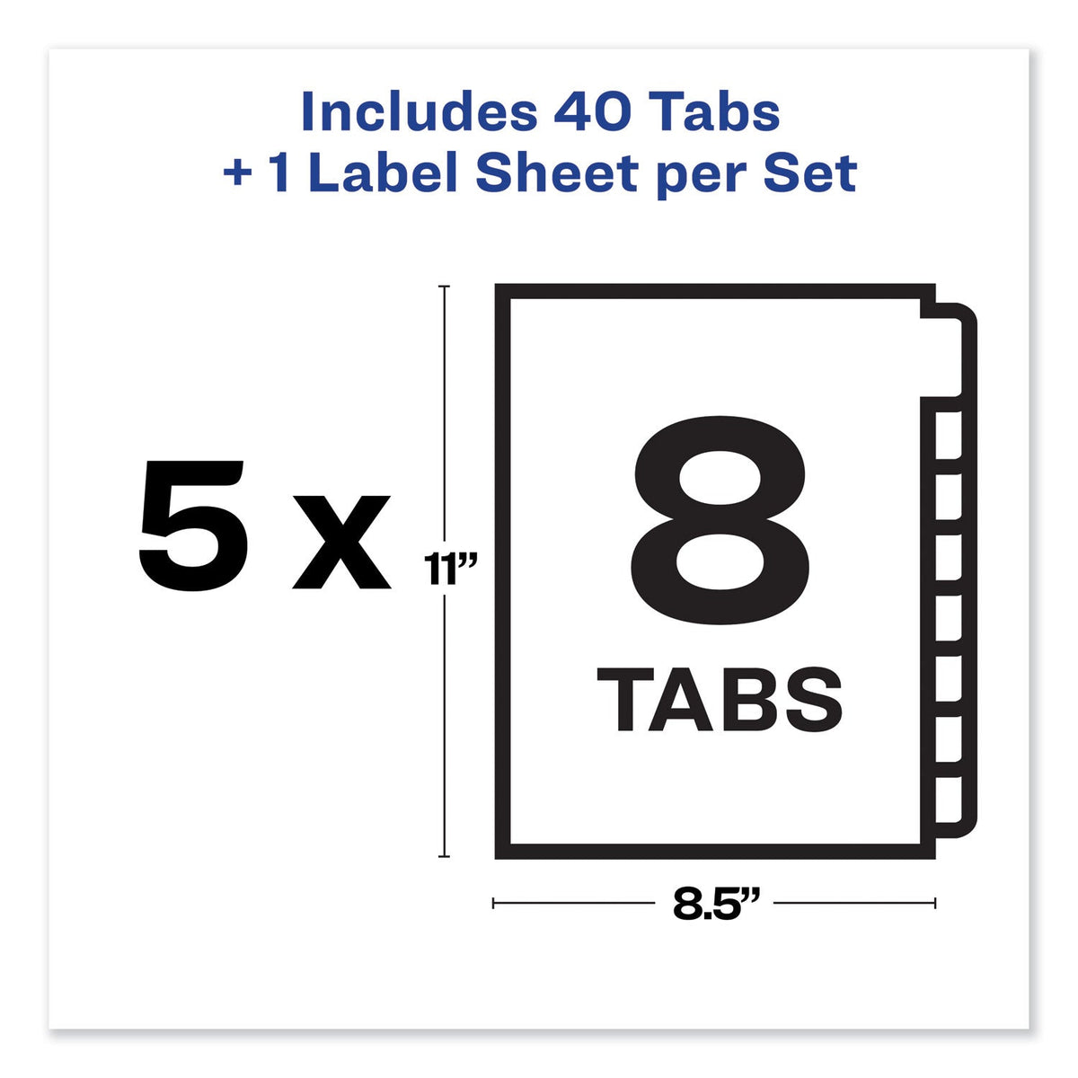 Avery Print and Apply Index Maker Clear Label Unpunched Dividers, 8-Tab, 11 x 8.5, White, 5 Sets