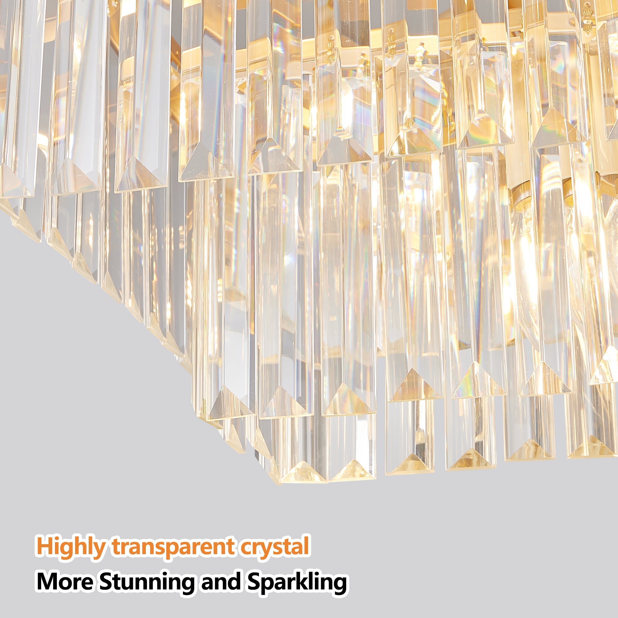 Chandeliers,Rectangular Crystal Chandelier Adjustable,E12 Modern Industrial Crystal Lights (Bulb Not Included)