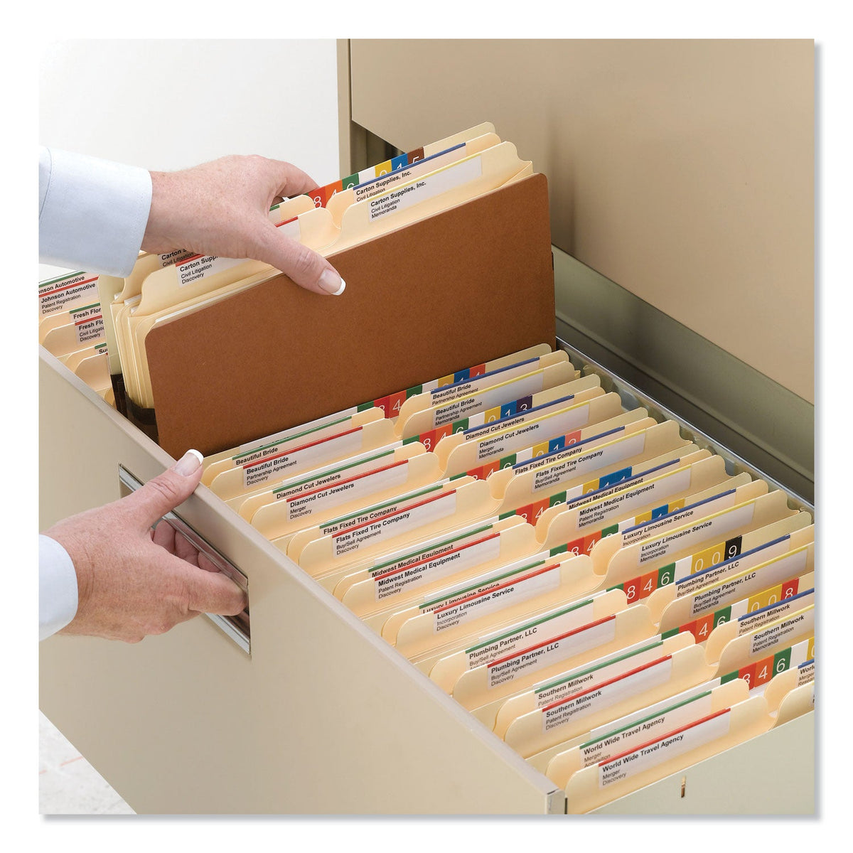 Smead Redrope Drop Front File Pockets, 5.25" Expansion, Letter Size, Redrope, 10/Box