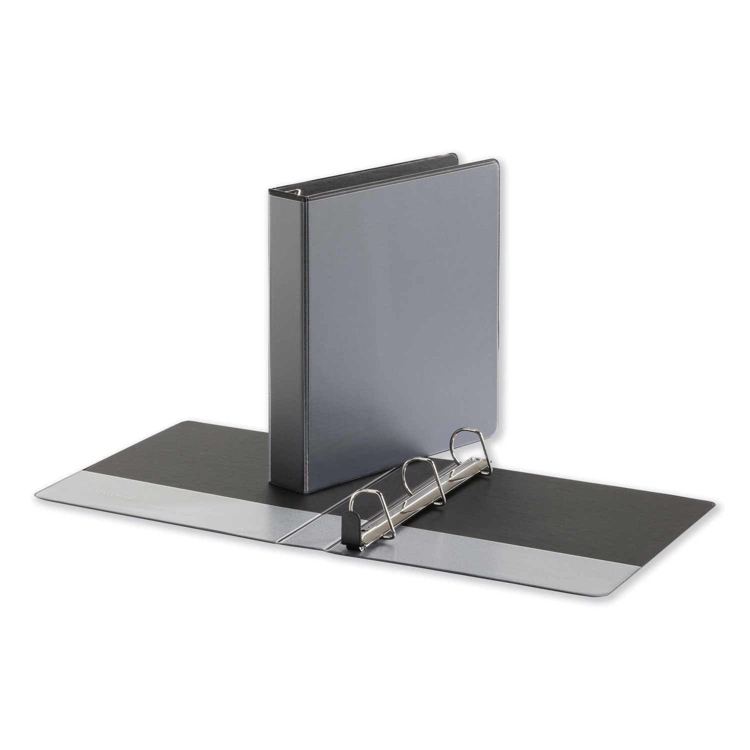 Universal Deluxe Easy-to-Open D-Ring View Binder, 3 Rings, 1.5" Capacity, 11 x 8.5, Black