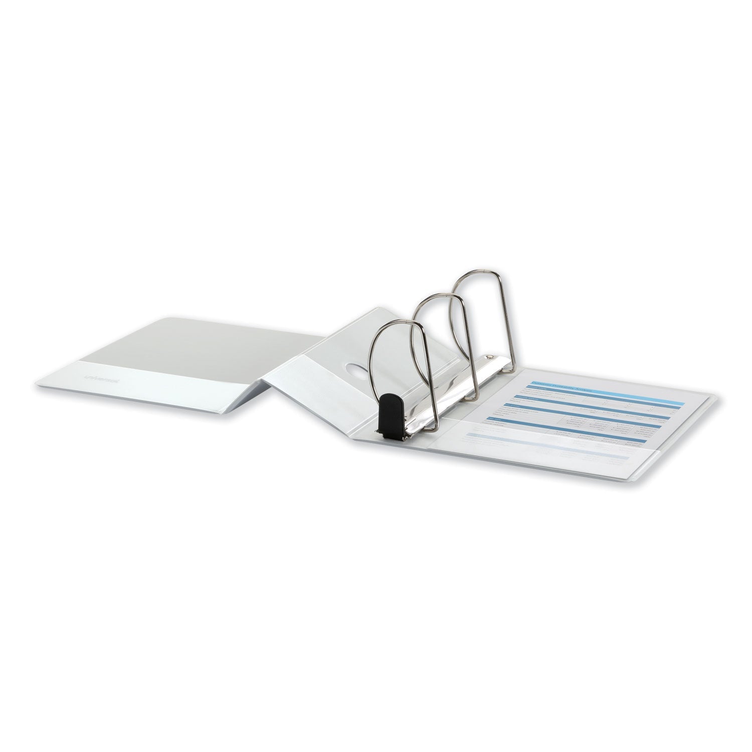 Universal Deluxe Easy-to-Open D-Ring View Binder, 3 Rings, 5" Capacity, 11 x 8.5, White