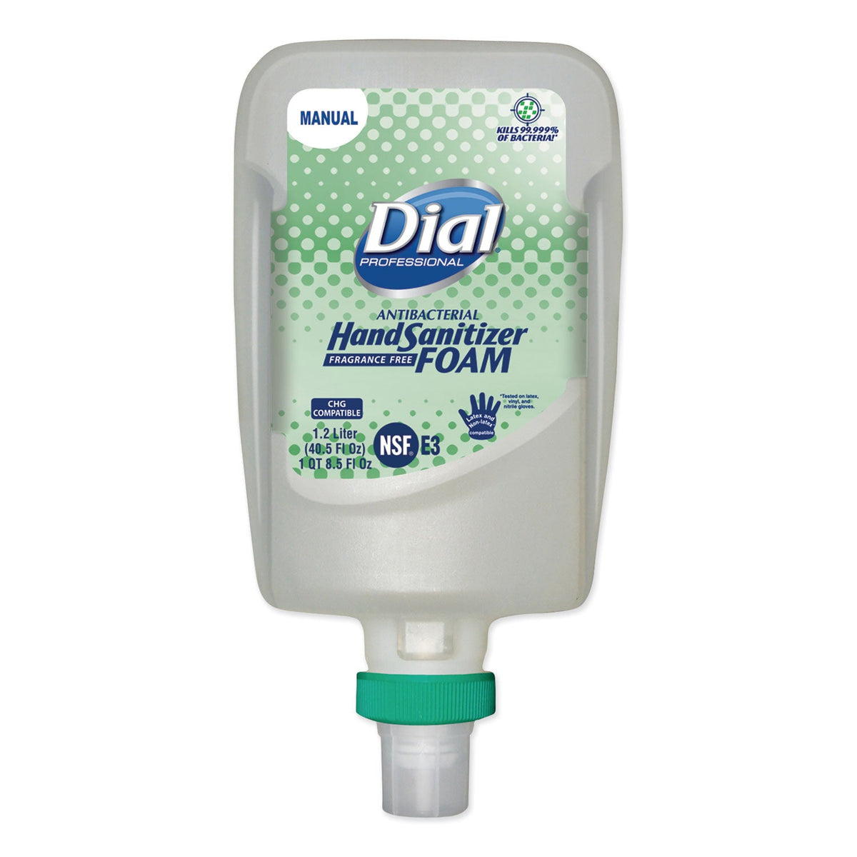 Dial Antibacterial Foaming Hand Sanitizer Refill for FIT Manual Dispenser, 1.2 L Bottle, Fragrance-Free