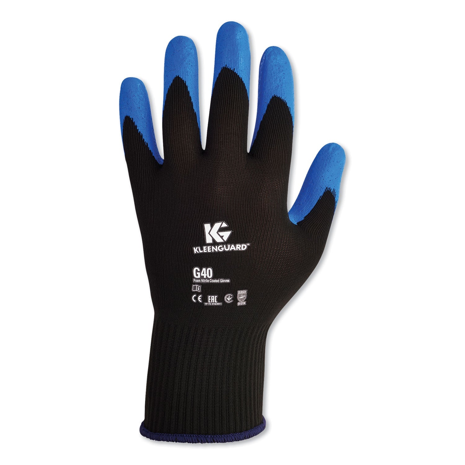 KleenGuard G40 Foam Nitrile Coated Gloves, 250 mm Length, X-Large/Size 10, Blue, 12 Pairs