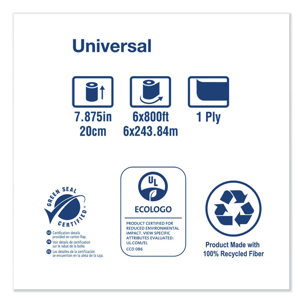 Tork Universal Hand Towel Roll, 7.88" x 800 ft, Natural, 6 Rolls/Carton