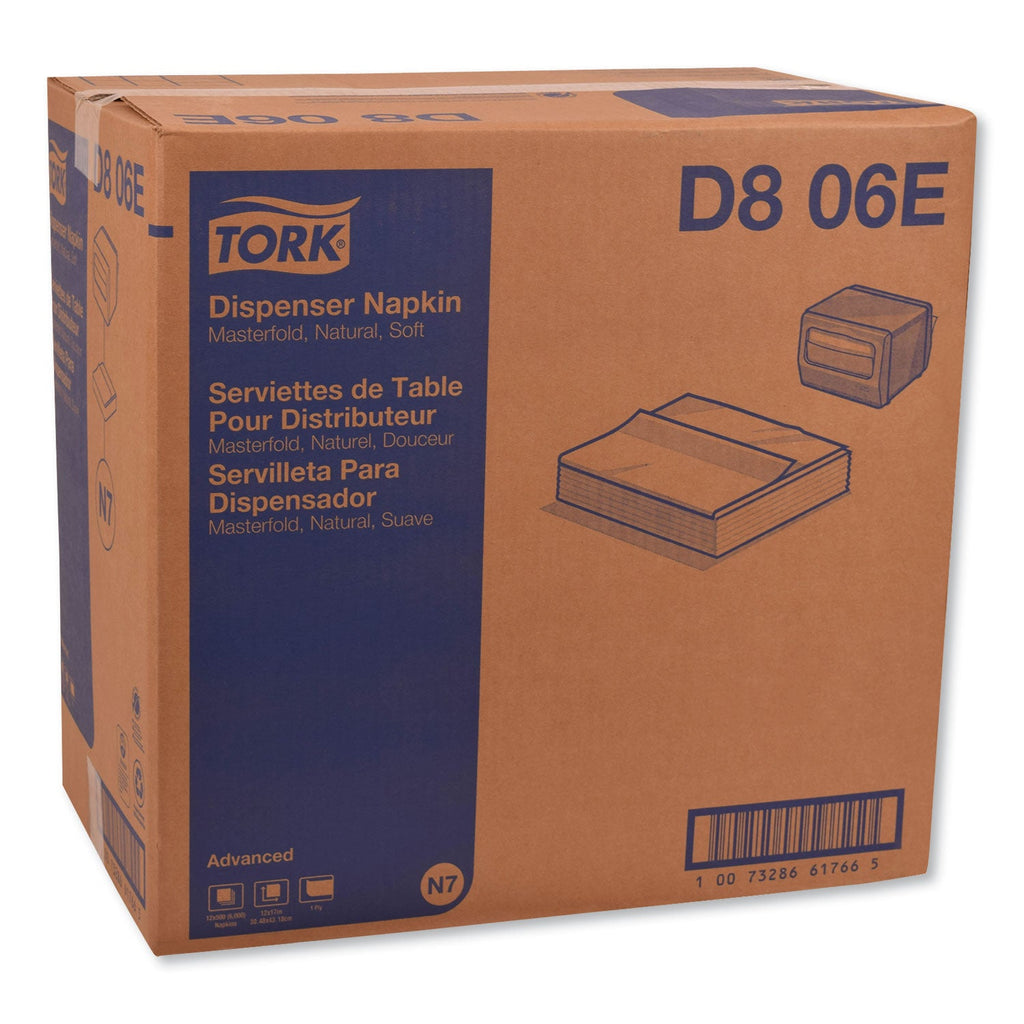Tork Advanced Masterfold Dispenser Napkin, 1-Ply, 12" x 17", Natural, 500/PK, 12PK/CT