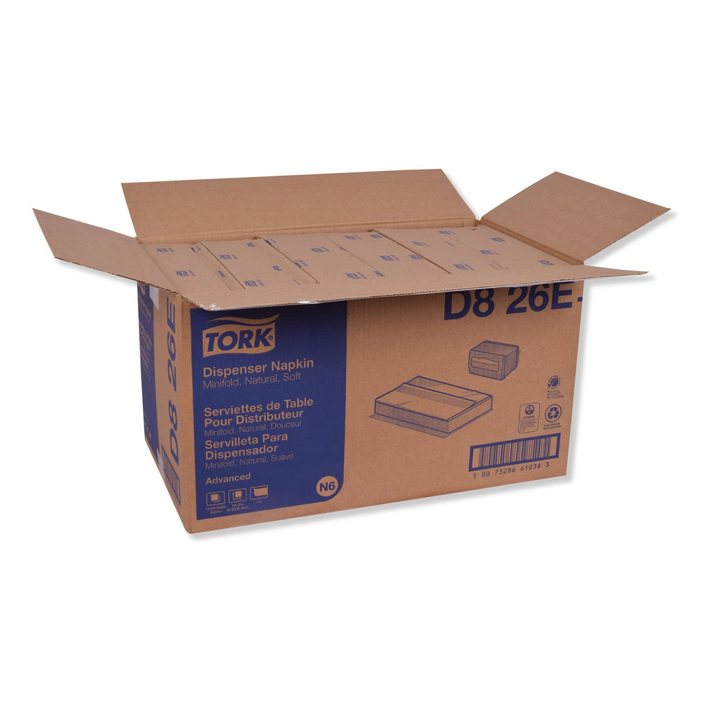 Tork Advanced Soft Minifold Dispenser Napkins, 1-Ply,13" x 12", Natural, 6000/Carton