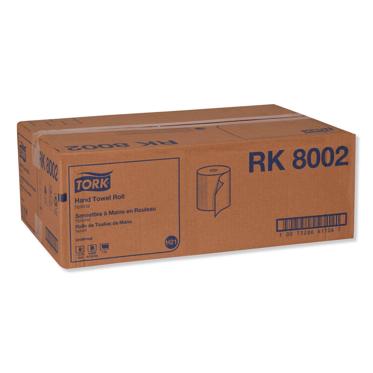 Tork Universal Hand Towel Roll, 7.88" x 800 ft, Natural, 6 Rolls/Carton