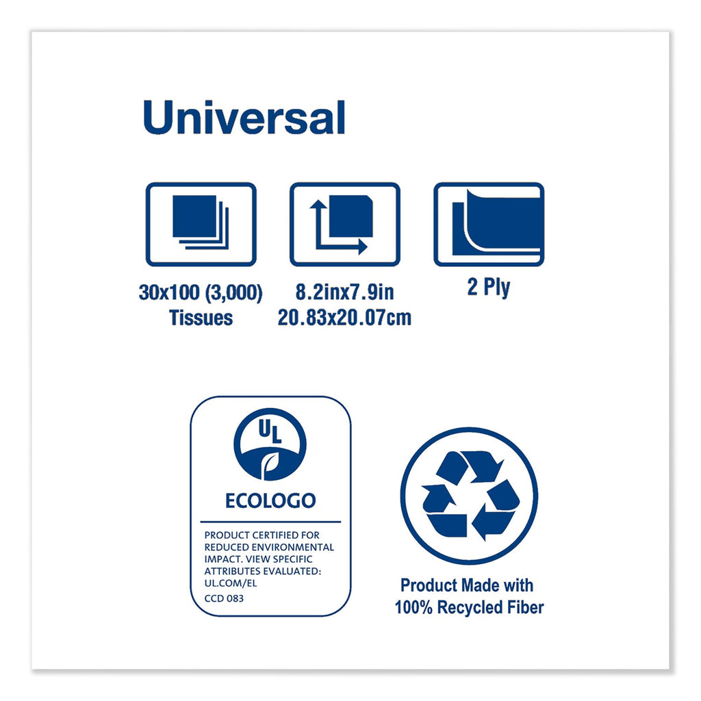 Tork Universal Facial Tissue, 2-Ply, White, 100 Sheets/Box, 30 Boxes/Carton