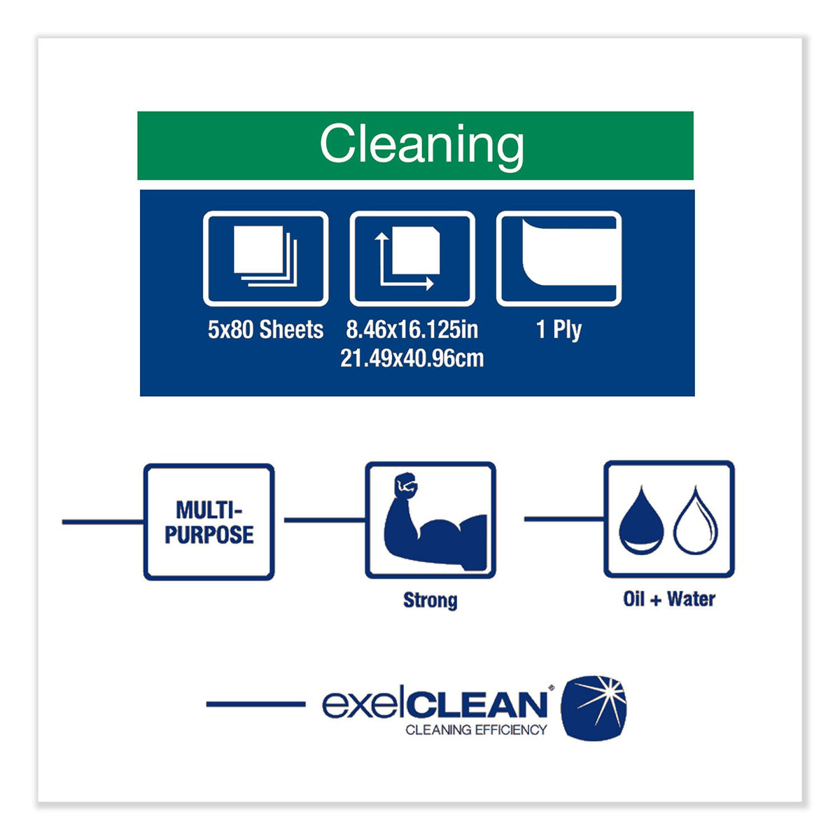 Tork Heavy-Duty Cleaning Cloth, 8.46 x 16.13, White, 80/Box, 5 Boxes/Carton