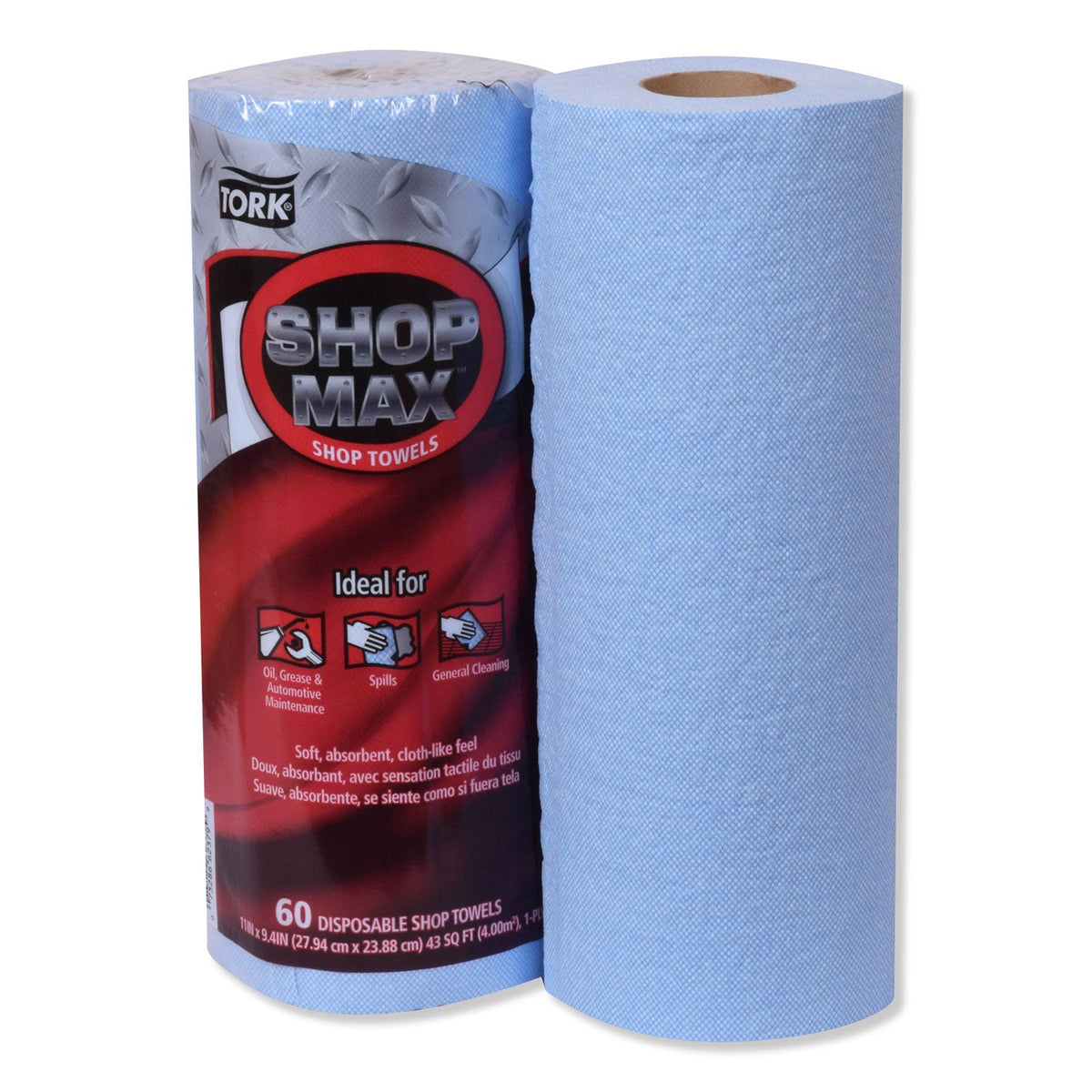 Tork Advanced ShopMax Wiper 450, 11 x 9.4, Blue, 60/Roll, 30 Rolls/Carton