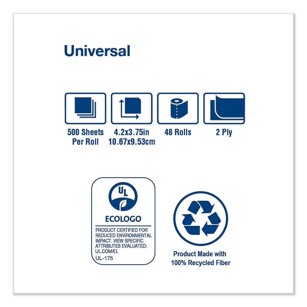 Tork Universal Bath Tissue, Septic Safe, 2-Ply, White, 500 Sheets/Roll, 48 Rolls/Carton